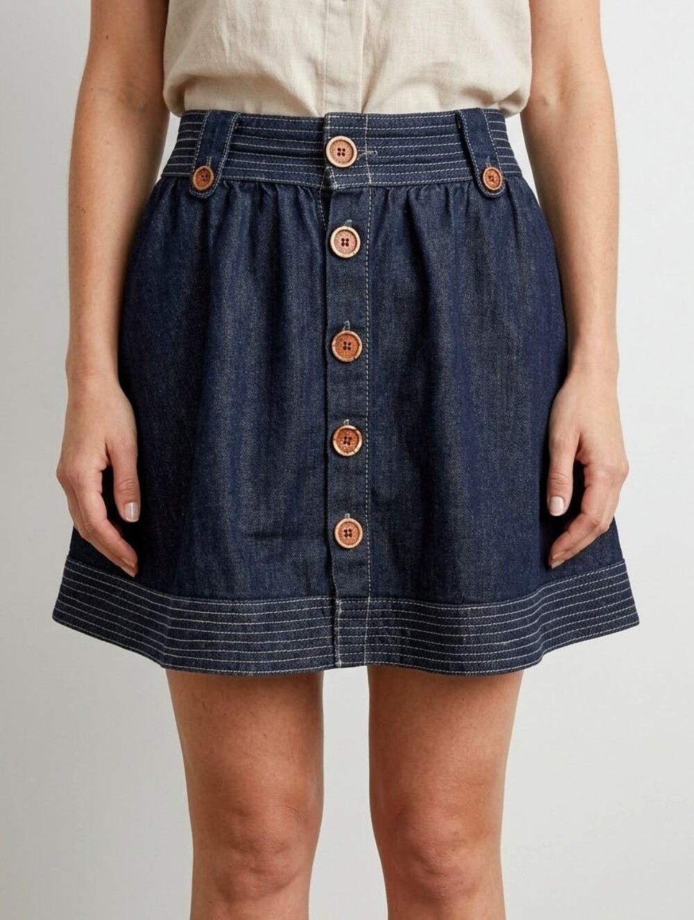 dish Jeans Denim Button-Front Mini Skirt Dark Blue size W26